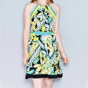 REVOLVE Parker Jessica Tropical 100% Silk Medium Y2K Halter Mini Dress Easter